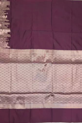 Brown katan silk woven saree with blouse