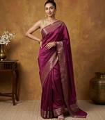 Rani katan silk woven saree with blouse