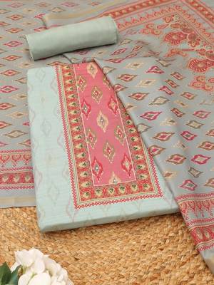Printed Art Silk Unstitched Dress Material 1