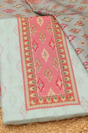 Printed Art Silk Unstitched Dress Material