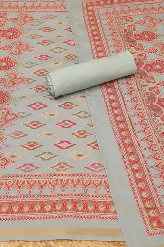 Printed Art Silk Unstitched Dress Material