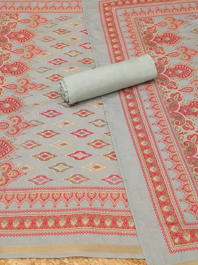 Printed Art Silk Unstitched Dress Material