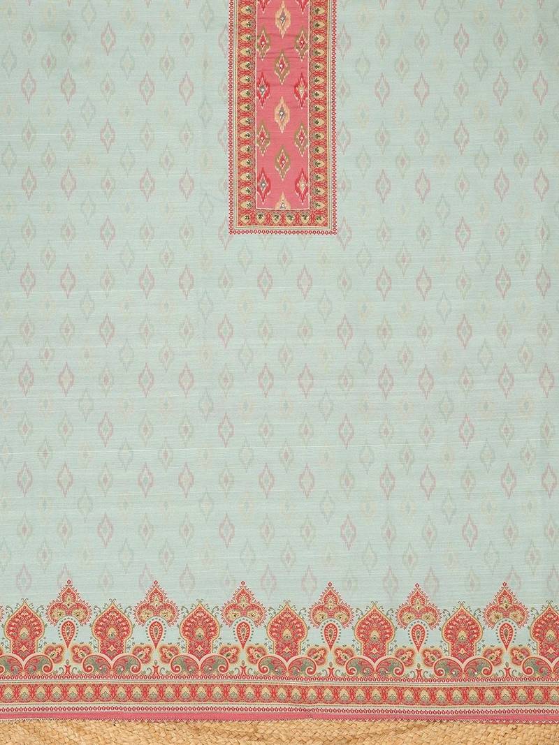 Printed Art Silk Unstitched Dress Material