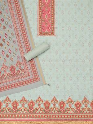 Printed Art Silk Unstitched Dress Material 5