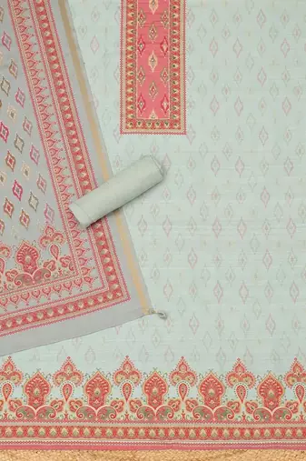 Printed Art Silk Unstitched Dress Material