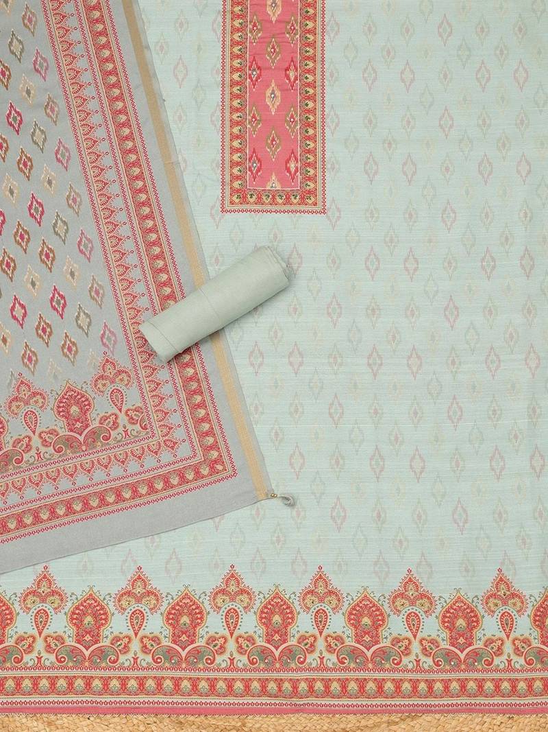 Printed Art Silk Unstitched Dress Material