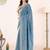 Blue embroidered festive wear saree with matching blouse