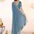Blue embroidered festive wear saree with matching blouse