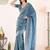 Blue embroidered festive wear saree with matching blouse