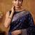 Navy blue katan silk woven saree with blouse