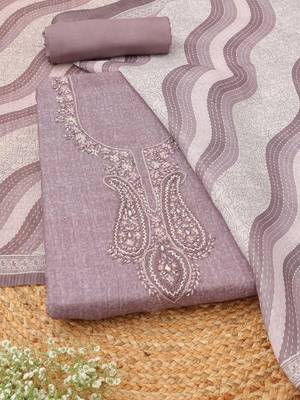 Embroidered Linen Unstitched Dress Material 1