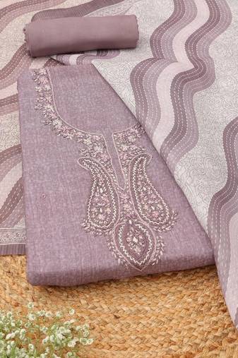 Embroidered Linen Unstitched Dress Material