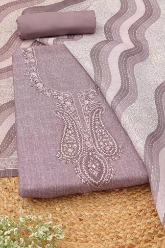 Embroidered Linen Unstitched Dress Material