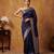 Navy blue katan silk woven saree with blouse