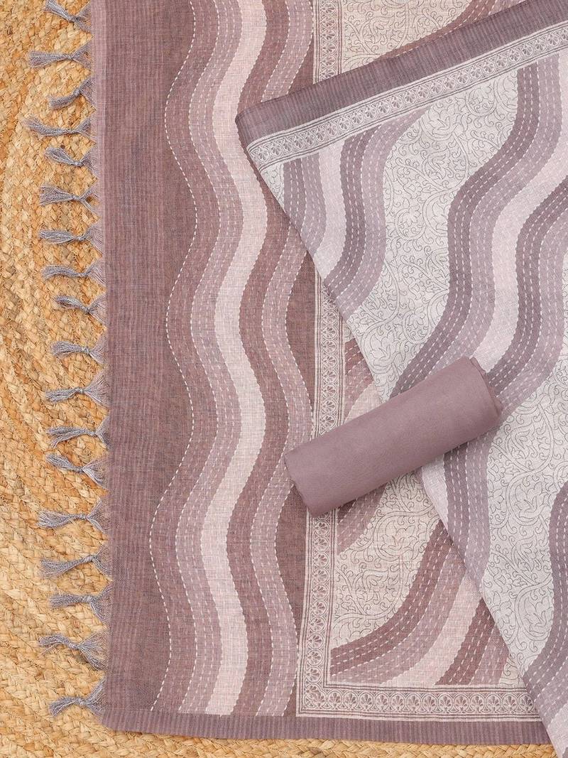 Embroidered Linen Unstitched Dress Material
