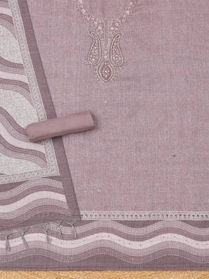 Embroidered Linen Unstitched Dress Material 4