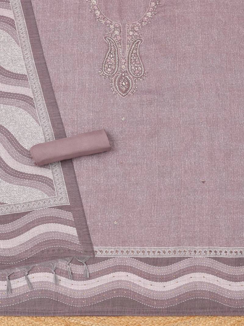 Embroidered Linen Unstitched Dress Material