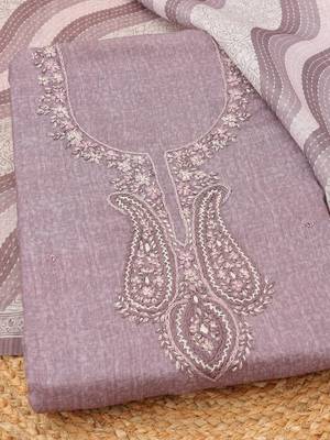 Embroidered Linen Unstitched Dress Material 5