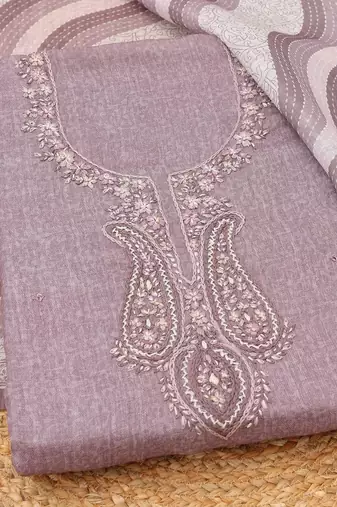 Embroidered Linen Unstitched Dress Material