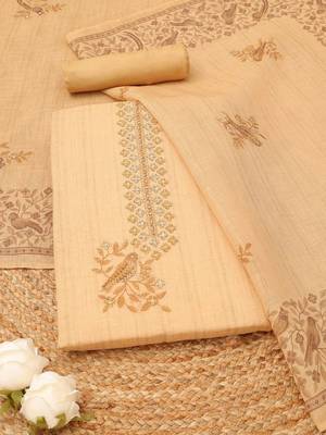 Printed Linen Unstitched Dress Material 1