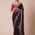 Burgundy sequinned embellished saree with blouse piece & designer belt