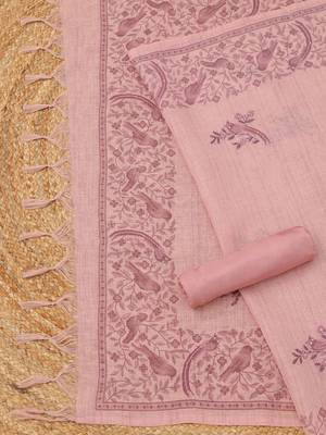Printed Linen Unstitched Dress Material 2