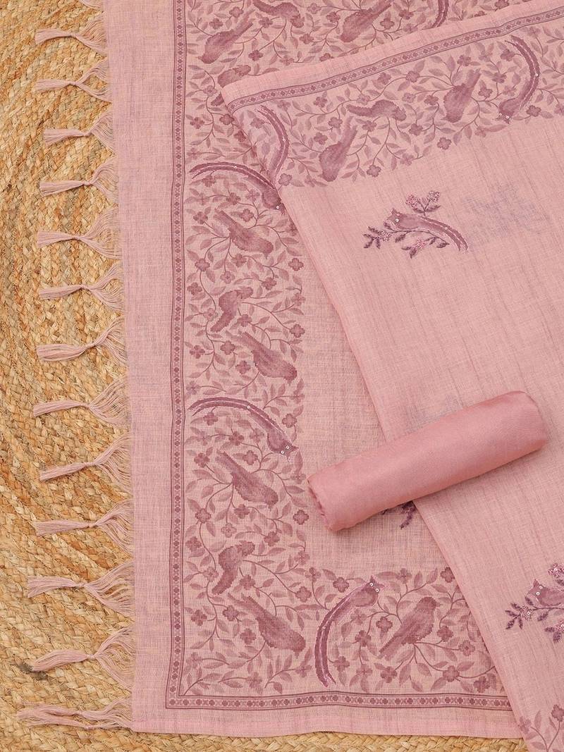Printed Linen Unstitched Dress Material
