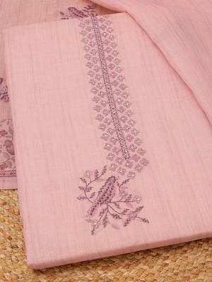 Printed Linen Unstitched Dress Material 4
