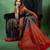 Navy-blue satin woven saree with blouse