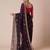 Burgundy sequinned embellished saree with blouse piece & designer belt