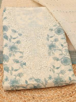 Printed Linen Unstitched Dress Material 1