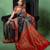 Navy-blue satin woven saree with blouse
