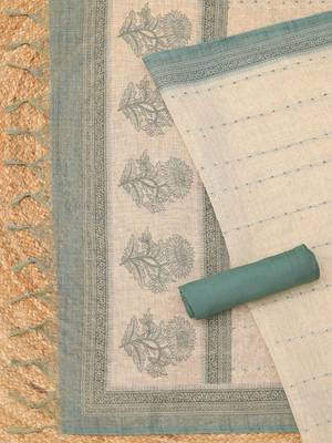 Printed Linen Unstitched Dress Material 2