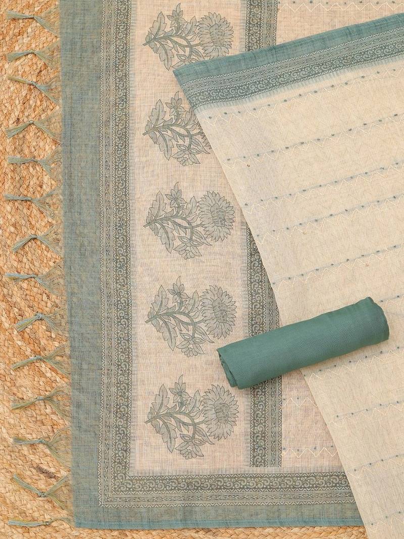 Printed Linen Unstitched Dress Material