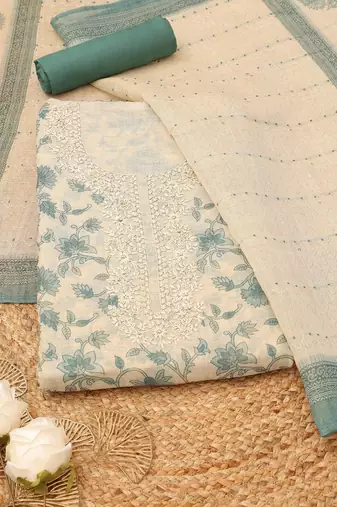 Printed Linen Unstitched Dress Material