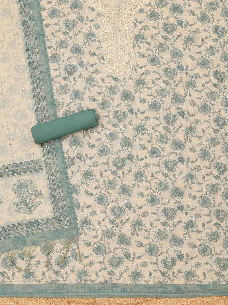 Printed Linen Unstitched Dress Material