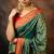 Rama green satin woven saree with blouse