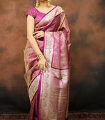 Rani satin woven saree with blouse
