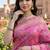 Pink katan silk woven saree with blouse