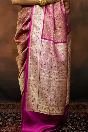 Rani satin woven saree with blouse