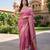 Pink katan silk woven saree with blouse
