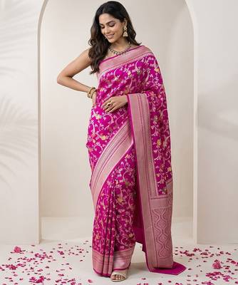 Purple khadi woven saree with blouse 1