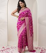 Purple khadi woven saree with blouse