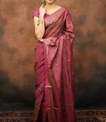 Rani katan silk woven saree with blouse