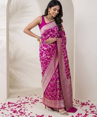 Purple khadi woven saree with blouse 3