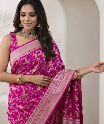 Purple khadi woven saree with blouse 4
