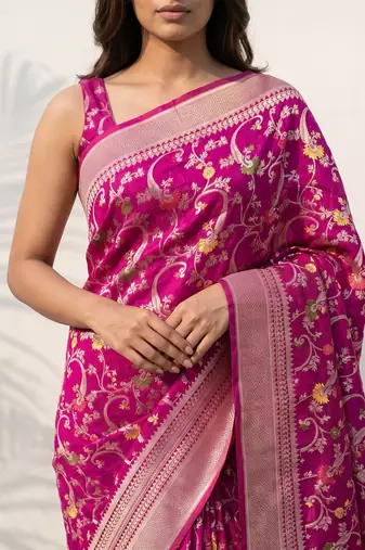 Purple khadi woven saree with blouse