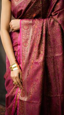 Rani katan silk woven saree with blouse 3