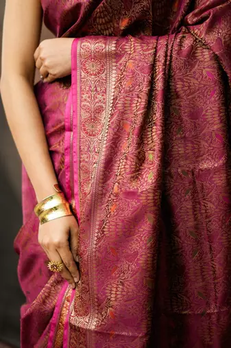 Rani katan silk woven saree with blouse
