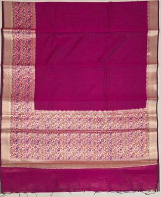 Magenta blended cotton woven saree with blouse 2